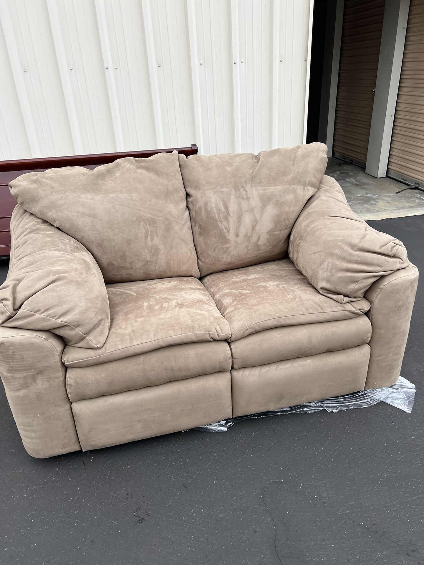 Reclining Suede Material Loveseat