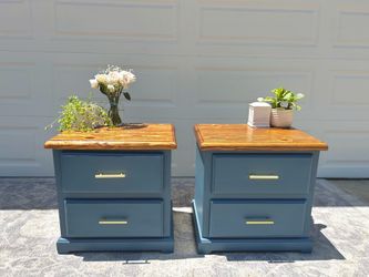 Nightstand Set – Coastal Blue | Solid Wood ✨