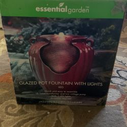 Glazed Pot Fountain With Lights