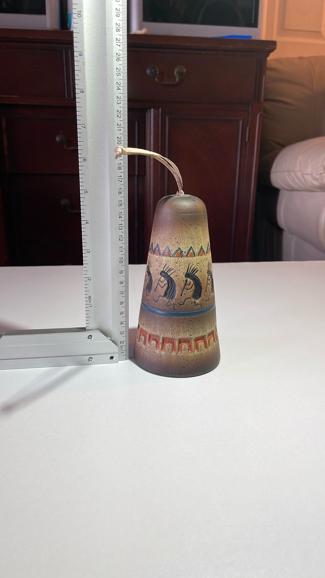 Vintage Native American Pottery Bell Hand Painted Engraved Kokopelli