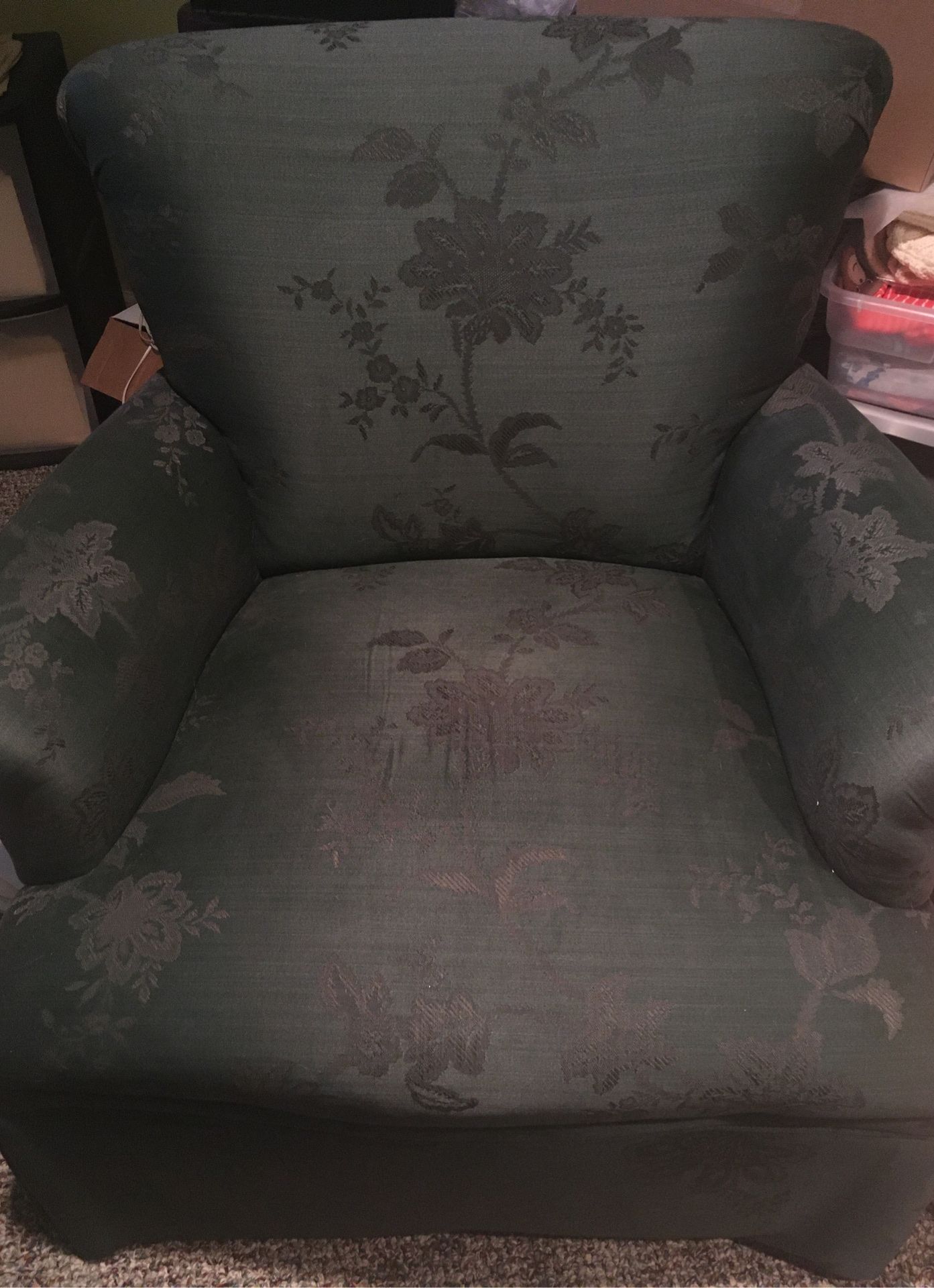Two emerald green chairs