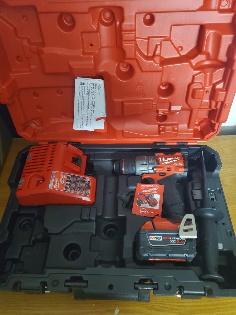 Brand New Milwaukee Brushless Cordless Fuel Hammer Drill Autostop Auto Stop M18 18 Volt 18v Tool Battery Pila Case Kit Combo