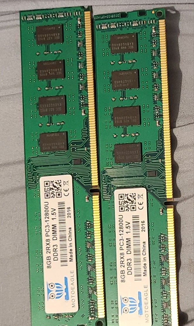 16 Gig 2×8 PC3 DDR 12800u Ram
