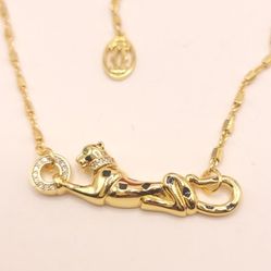 Yellow Gold Plated Panther Necklace