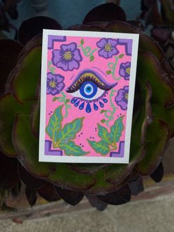 ACEO Original Acrylic | Evil Eye Series #2 | Blooming Protection