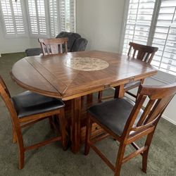 Deluxe Extendable Dining Table Set with Lazy Susan