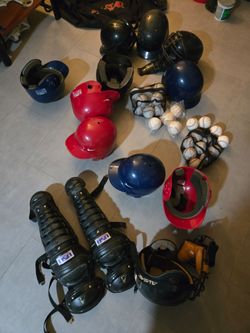 Baseball helmet and balls
