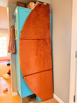 King Orange Crushed Velvet Upholstered Headboard