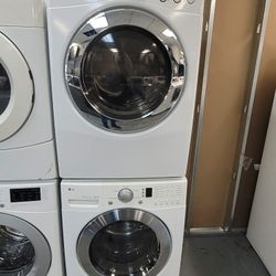 LG Front Loading Washer And Stackable Gas Dryer Set 