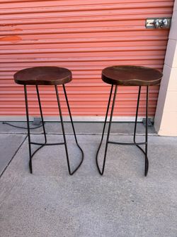 Pair of Wood and metal bar chairs
