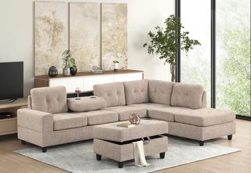 49Heights Reversible Sectional Beige 🤓🤪😜😍🚛