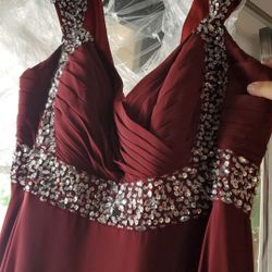Burgundy Dress Long with jewels