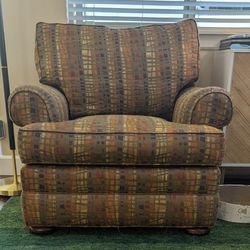 Two Thomasville Club Chairs And Ottoman 
