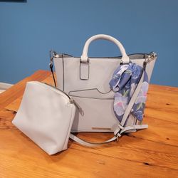 Steve Madden Bag Set ~ Purse, Makeup Bag, Bow, Blue, Never Been Used