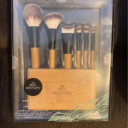 Eco Sanctuary  Makeup Brush Set Of 6 W/bamboo Handles