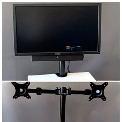 Dell 24"Monitor with Sound Bar And Insignia Dual Monitor Desk Mount