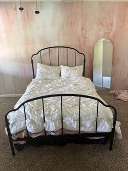 Full bed frame and mattress