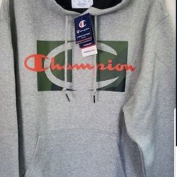 CHAMPION LIFE POWERBLEND NEW 2022 LIMITED EDITION MEN'S HOODIE SWEATER SIZE LARGE GRAY CHAMPION CAMOUFLAGE RED SCRIPT LOGO BRAND NEW WITH TAGS.