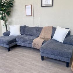 WE DELIVER! 🚚 - Blueish Gray Modern Deep-Seated U Sectional Couch with Chaises