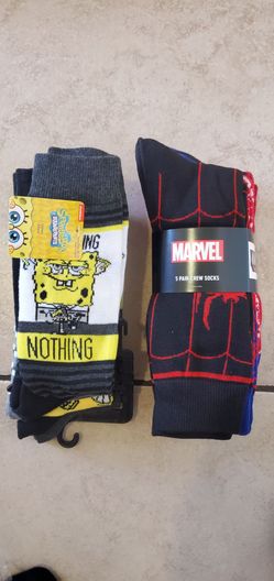 New Spiderman & SpongeBob Socks Bundle (2)