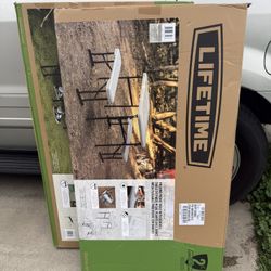 Lifetime 42" Table with Benches (HDPE & Powder Coated Steel). Boulder Gray
