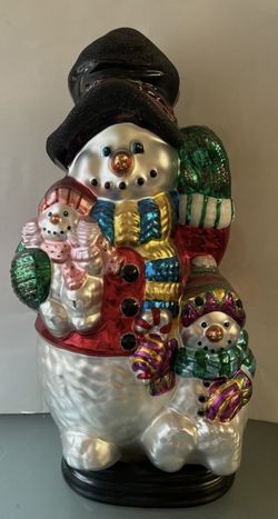 Vintage Classics Blown Glass Snowman Family Christmas