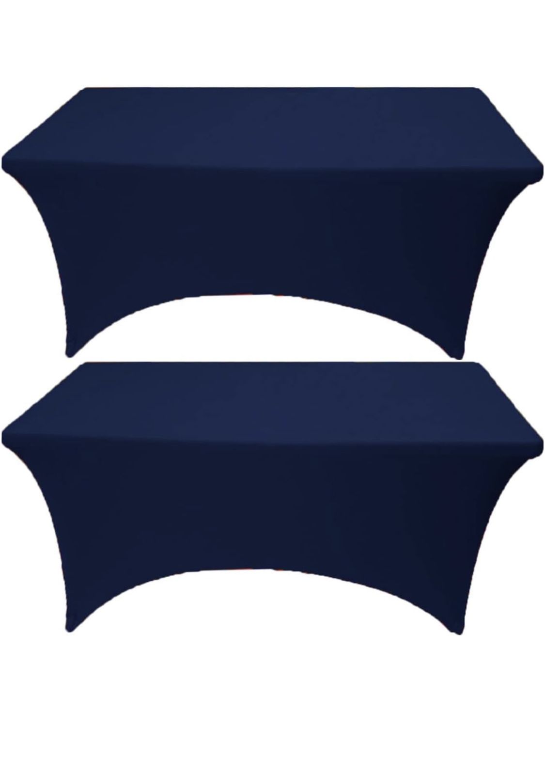 Famstar Table Cloth 2 Pack Navy Blue 6FT Spandex Tablecloth For Rectangle Fitted Table Cloths Stretch Covers Washable Wrinkle Free Tablecloths For Fes