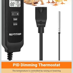 Reptile Thermostat with Timer Fuction & Temperature Probe, Dimmable Thermostat for Reptile Heat Lamp Heat Pad, PID Temperature Controller, Support °F/