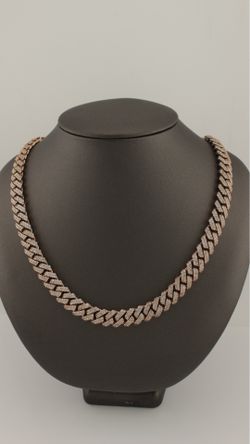10K Gold Natural Diamond Modern Cuban Iced Bussdown Curb Chain Necklace