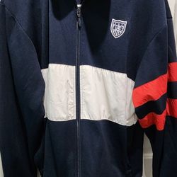 Medium Vintage Nike USA Full-Zip Track Jacket | Navy Red White Team USA SOCCER Warm-Up Jacket