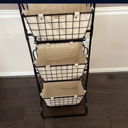 Three tire basket storage bins