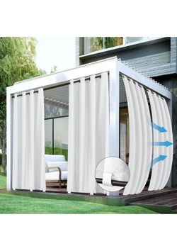 HolidayIdeas 4 Panels Outdoor Gazebo Curtains 54x84 White Waterproof Privacy Drapes