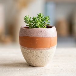 Handmade Boho Small Ceramic Planter – Speckled Studio Pottery