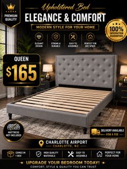 Brand new Queen bed frame grey color mattress not included