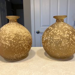 Two Matching Glass Vases 