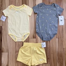 Nike 3-Piece Set Yellow and Grey 12 Months