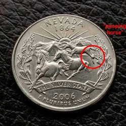 2006-P Nevada State Quarter "pooping horse" cud error coin