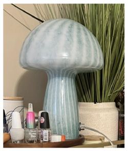 Blue Ceramic Mushroom Table Lamp – Decorative Accent Light