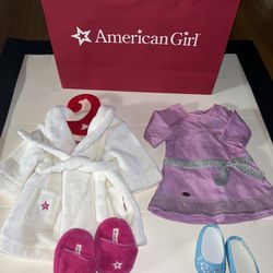 American Girl Doll Spa Bath Robe & Slippers Hotel Set & Knit Dress with Flats