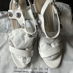 White Leather High Heels 
