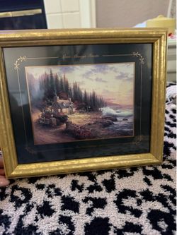 Thomas Kinkade painting Pine Cove Cottage