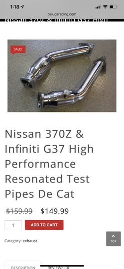 G37/370z test pipes