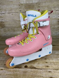 Impala Inline Retro Skates - Pink with Yellow Laces Women’s Size 9 / Mens 6