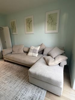Light Gray Fabric Sectional Sofa with Chaise