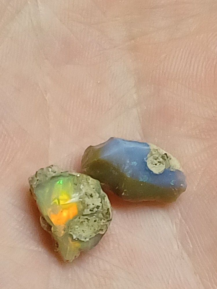 5ctw Pair Of 2x Ethiopian Fire Opal Loose GEMSTONE ROUGH
