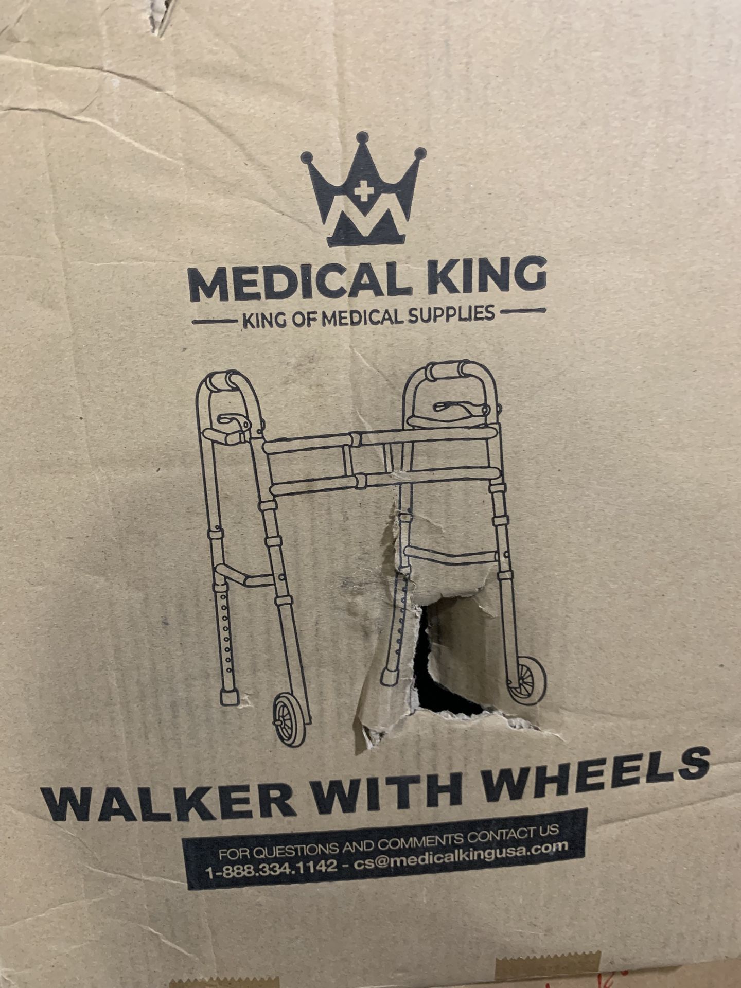 Medical King Lightweight Aluminum Walker With Wheels Up To 350 LBS