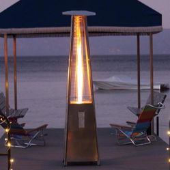 PROPANE GAS  PATIO HEATER WITH PYRAMID SHAPED GLASS TUBE. Item dimensions (depth x width x height)	21.5"D x 21.5"W x 90"H inches  40,000 BTU Propane (