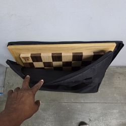 LARGE WOODEN CHESSBOARD WITH CARRY CASE