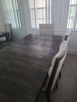Dining table set with 4 chairs and a bench