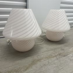 Pair of vintage Murano mushroom lamps